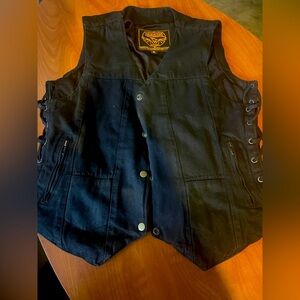 Concealed Carry Vest Black Denim Side Lace